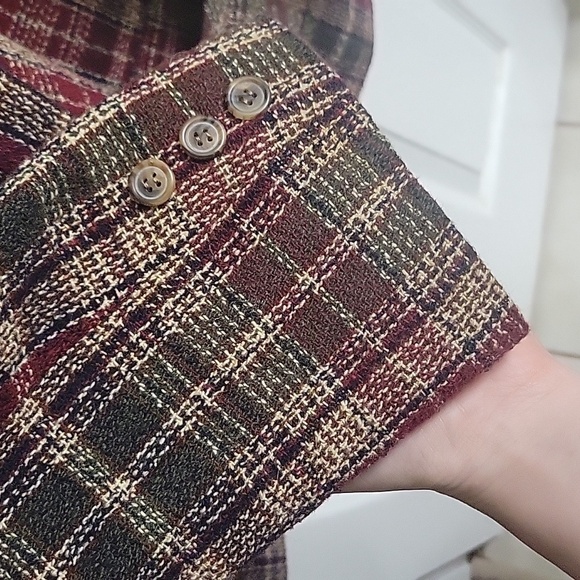 Vintage White Stag Heritage Plaid Textured Wool Blazer - Picture 6 of 7